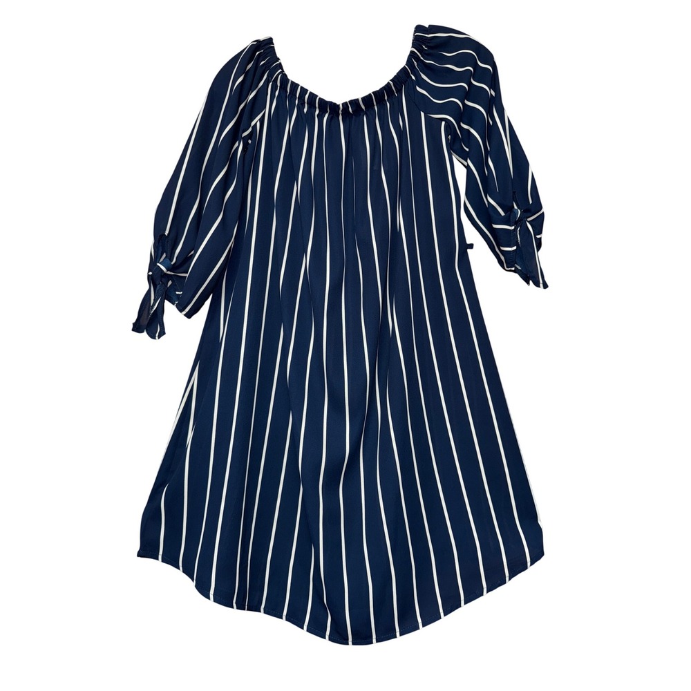 Rue 21 Women M Off Shoulder Sleeves Striped Workwear Beachy Coastal Y2K